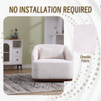 Poltrona girevole in ciniglia, comodo divano decorativo a 360 gradi per soggiorno, camera da letto e studio con cuscino rimovibile