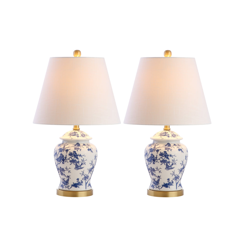 Lampada da tavolo Choi 22 Chinoiserie, blu/bianca (set da 2) di JONATHAN Y