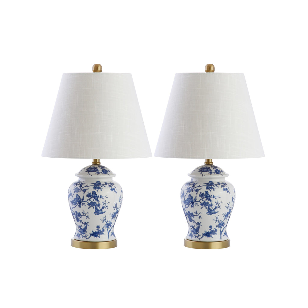 Lampada da tavolo Choi 22 Chinoiserie, blu/bianca (set da 2) di JONATHAN Y