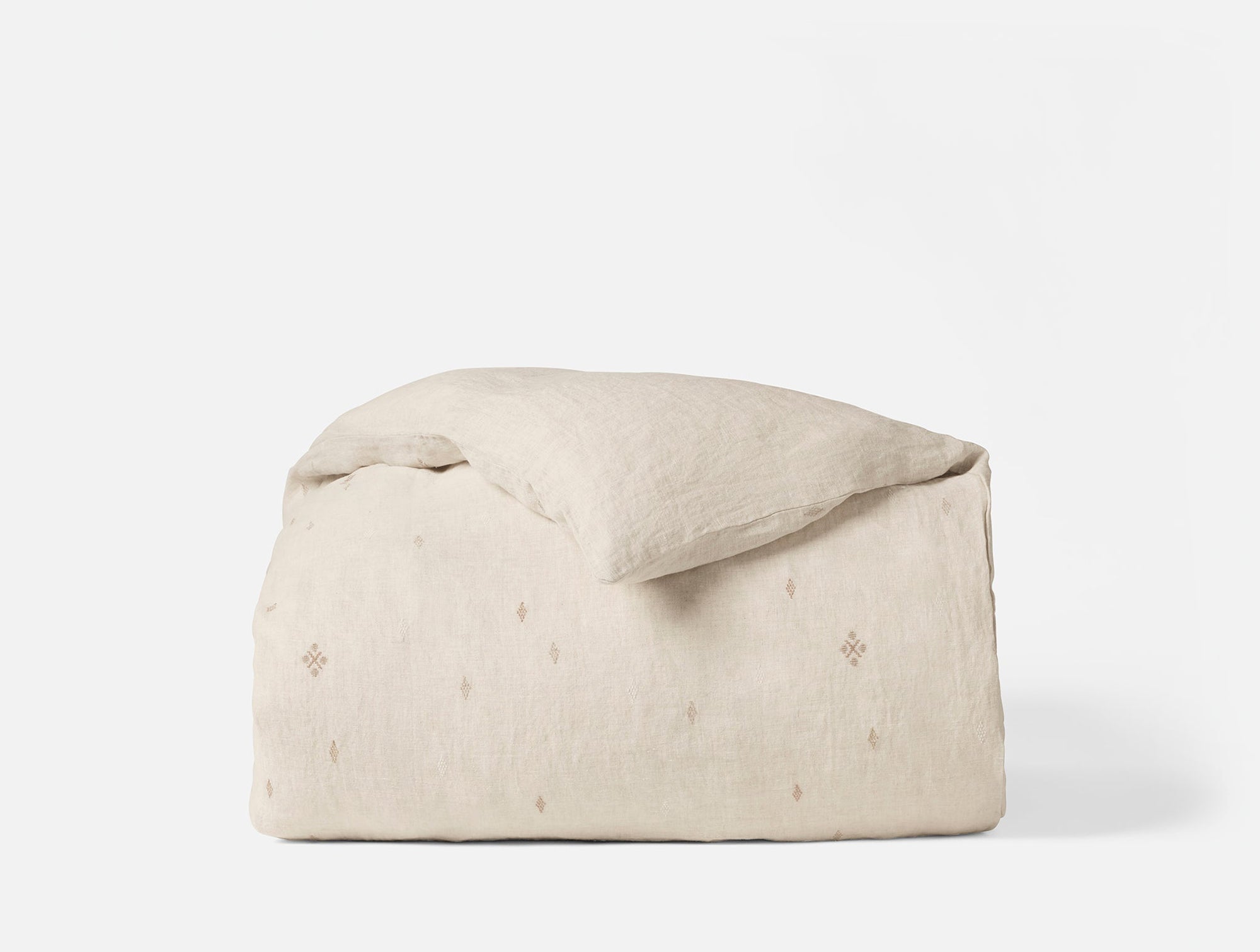 Copripiumino in lino biologico ricamato Cambria