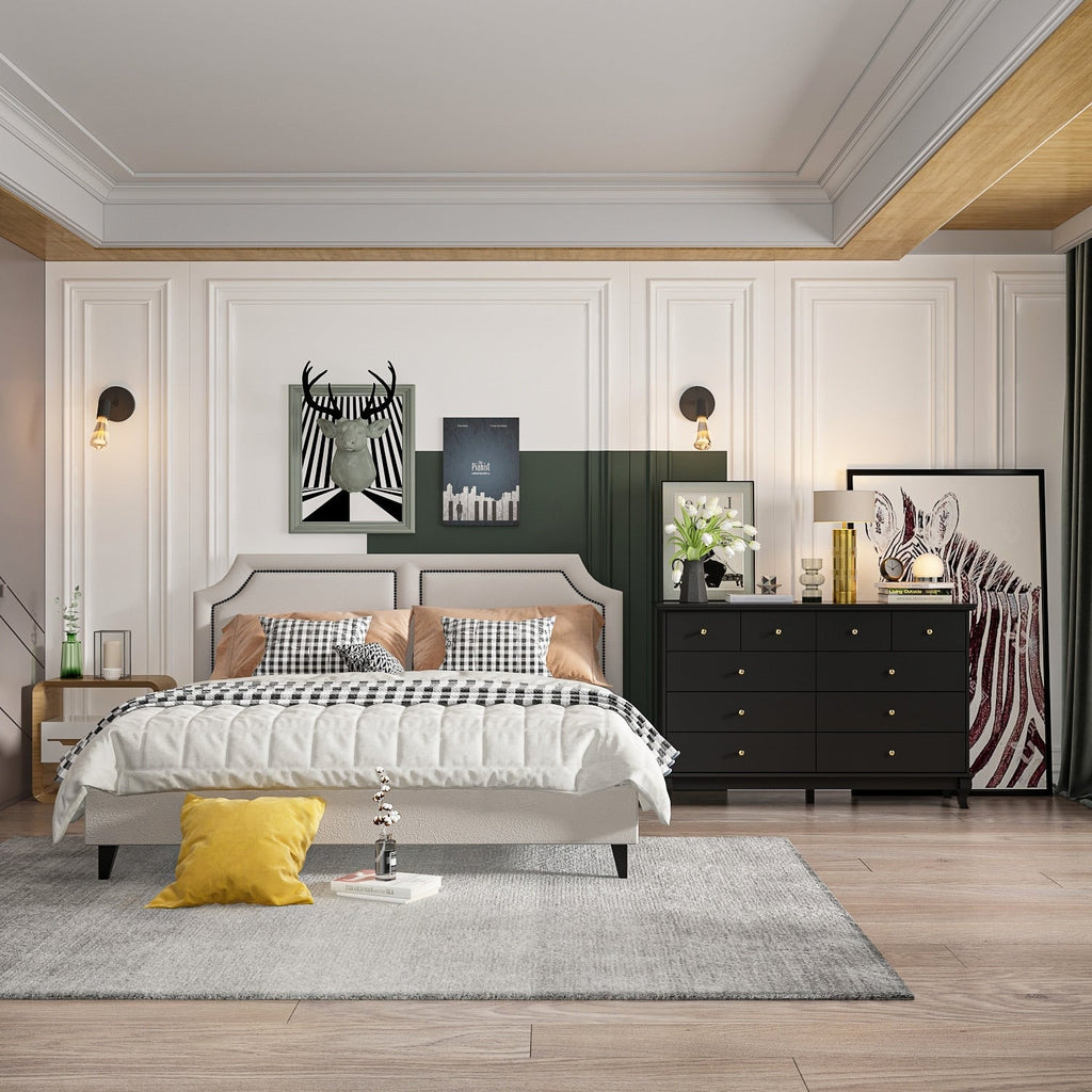 Cassettiera doppia a 10 cassetti per camera da letto, cassettiera bianca, ampia capacità di archiviazione