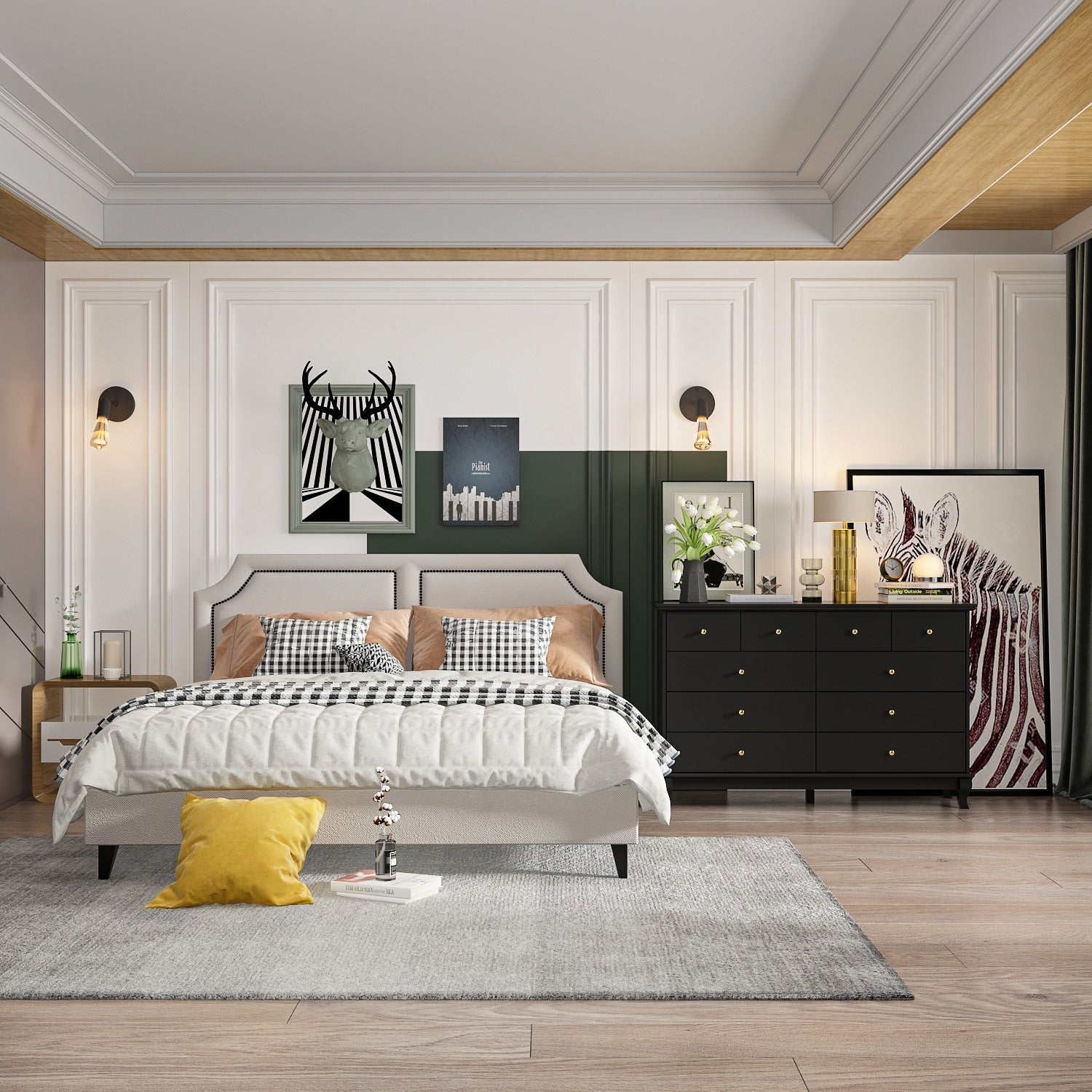 Cassettiera doppia a 10 cassetti per camera da letto, cassettiera bianca, ampia capacità di archiviazione