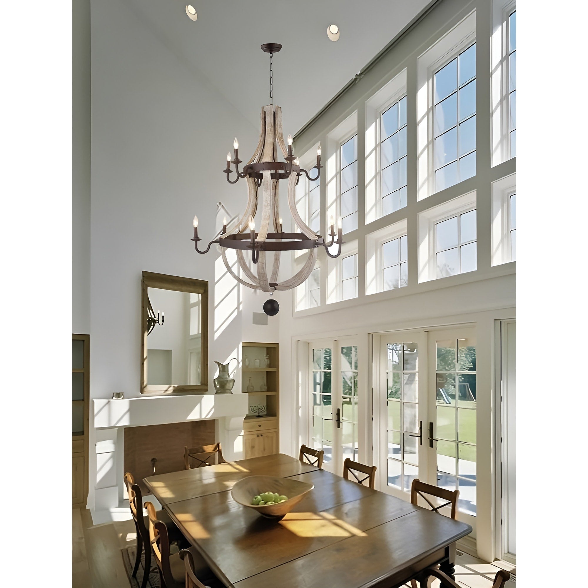 Lampadario a botte di vino a due livelli in stile country francese con 12 luci