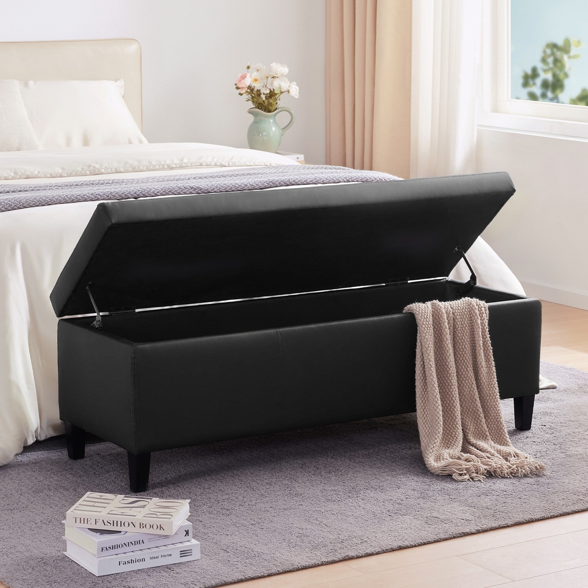 Pouf contenitore rettangolare imbottito 50,3 x 17,50 x 18 in similpelle