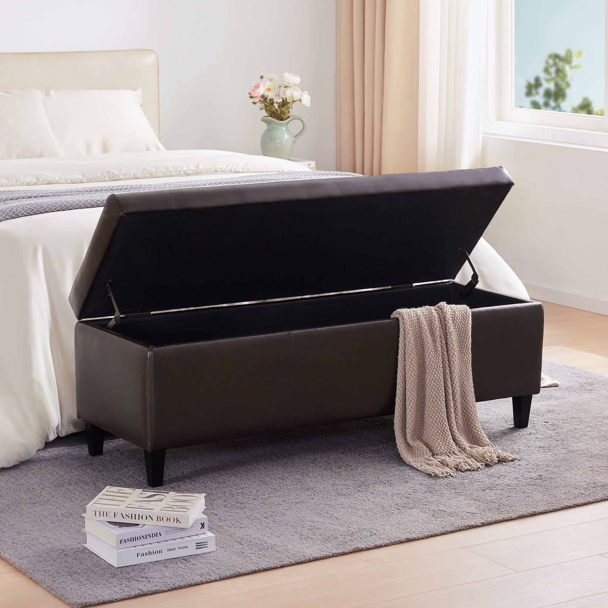 Pouf contenitore rettangolare imbottito 50,3 x 17,50 x 18 in similpelle