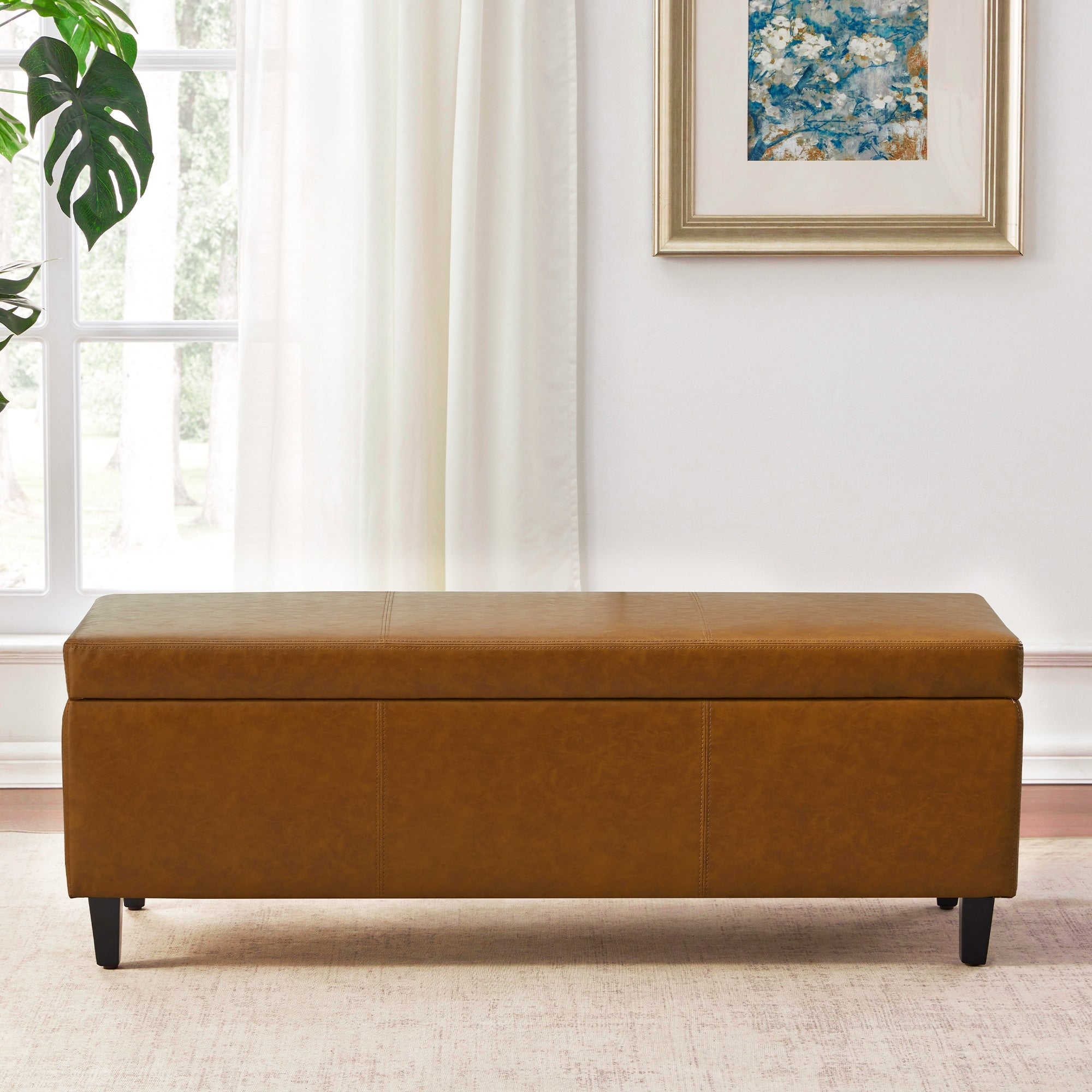 Pouf contenitore rettangolare imbottito 50,3 x 17,50 x 18 in similpelle