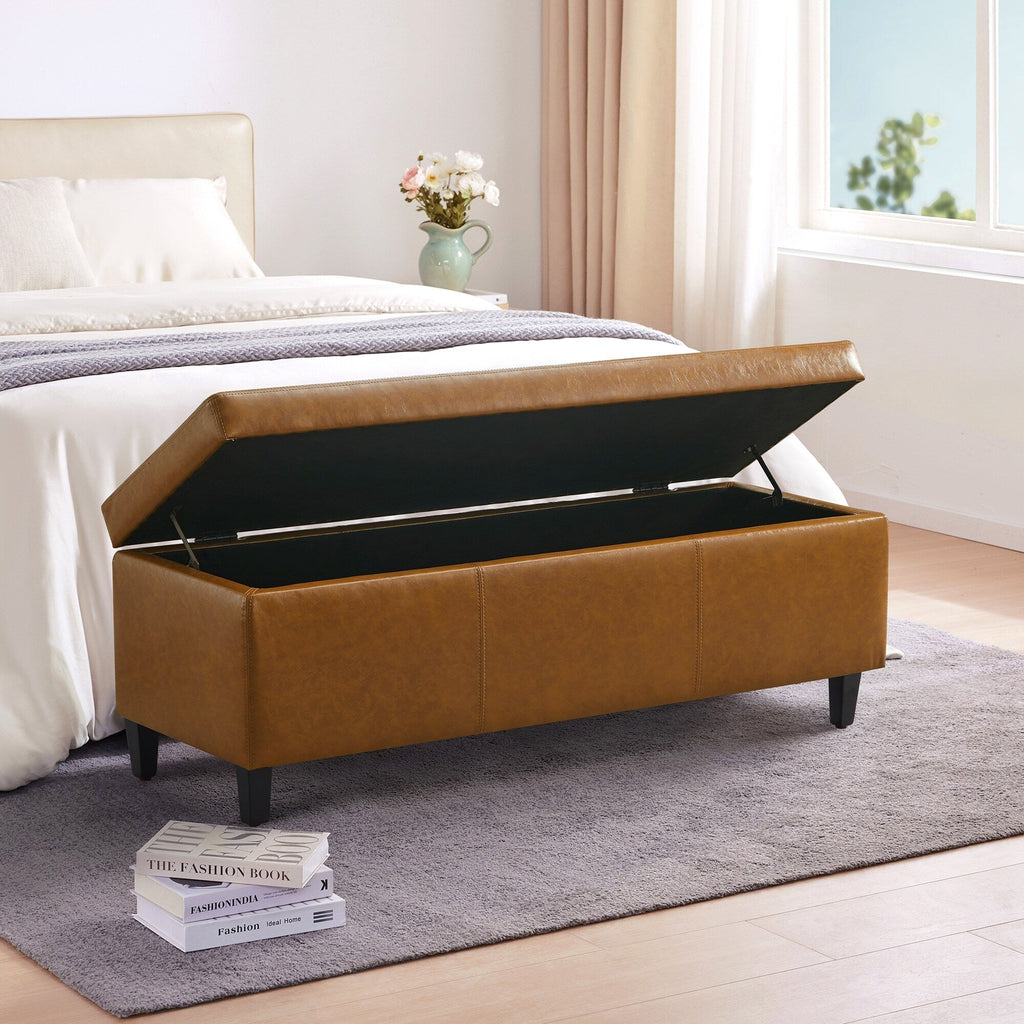 Pouf contenitore rettangolare imbottito 50,3 x 17,50 x 18 in similpelle