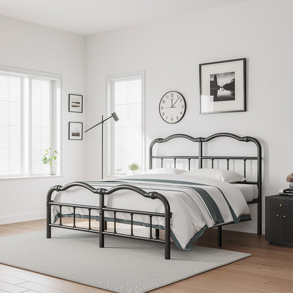 Telaio per letto in metallo resistente da 14 pollici con stile vintage, supporta fino a 2500 libbre, facile da montare e senza cigolii