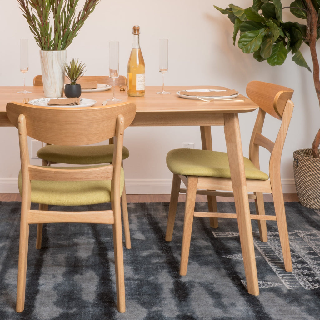 Sedia da pranzo Abrielle in legno di caucciù imbottita in stile moderno di metà secolo (set di 2) di Christopher Knight Home