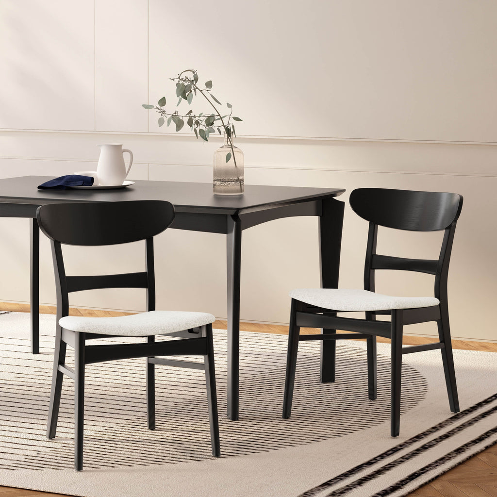 Sedia da pranzo Abrielle in legno di caucciù imbottita in stile moderno di metà secolo (set di 2) di Christopher Knight Home