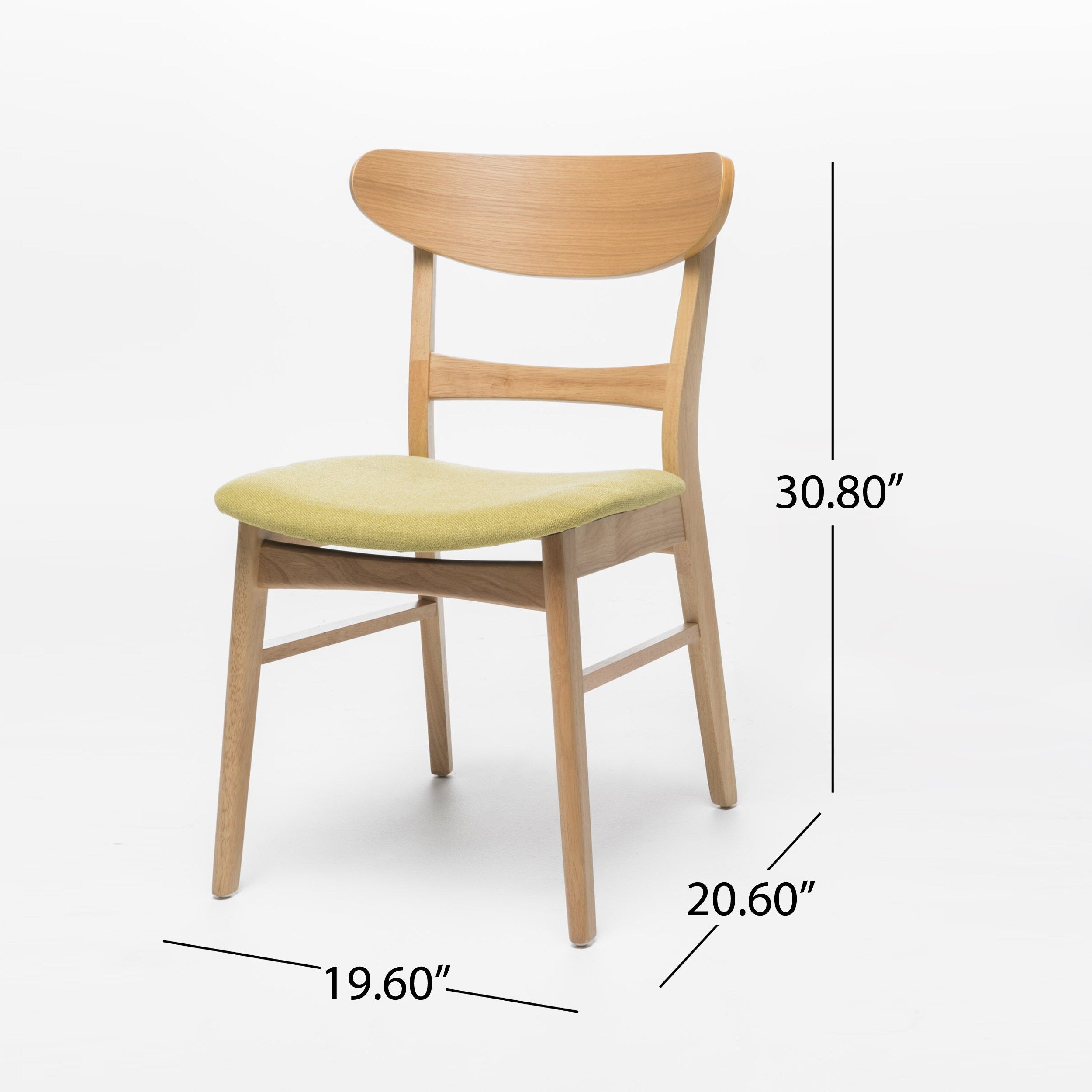 Sedia da pranzo Abrielle in legno di caucciù imbottita in stile moderno di metà secolo (set di 2) di Christopher Knight Home