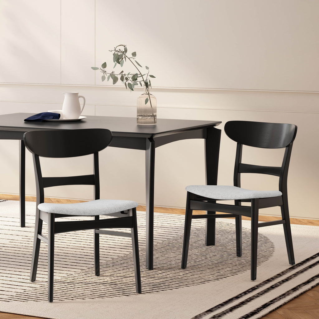 Sedia da pranzo Abrielle in legno di caucciù imbottita in stile moderno di metà secolo (set di 2) di Christopher Knight Home