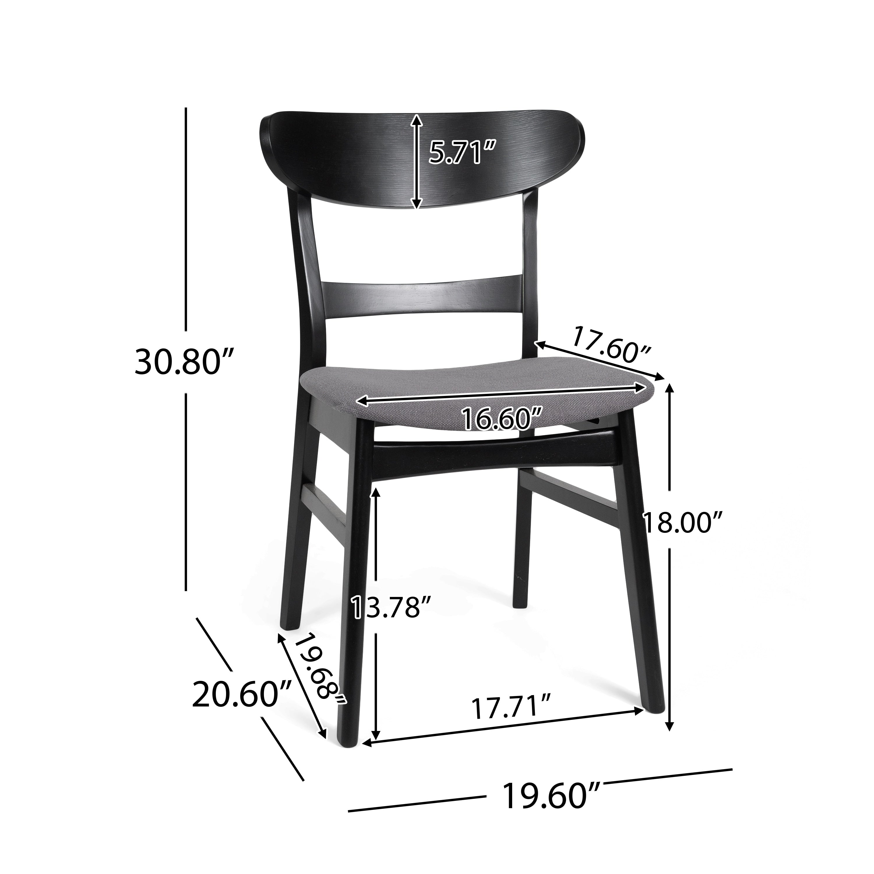 Sedia da pranzo Abrielle in legno di caucciù imbottita in stile moderno di metà secolo (set di 2) di Christopher Knight Home