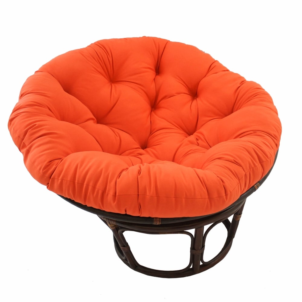 Sedia Papasan in rattan Bali da 42 pollici con cuscino in twill