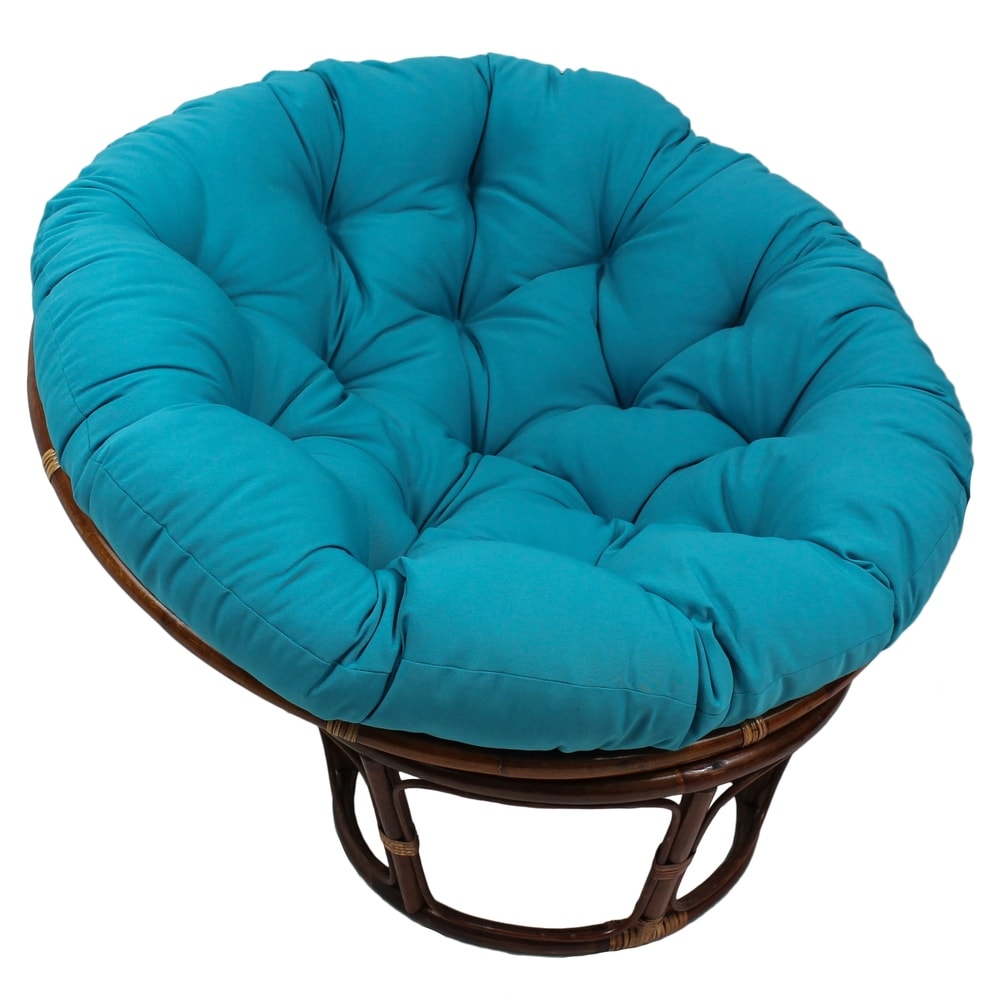 Sedia Papasan in rattan Bali da 42 pollici con cuscino in twill