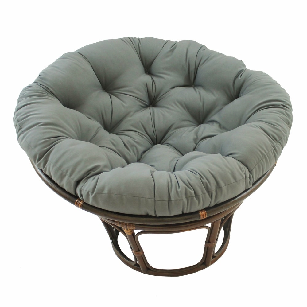 Sedia Papasan in rattan Bali da 42 pollici con cuscino in twill