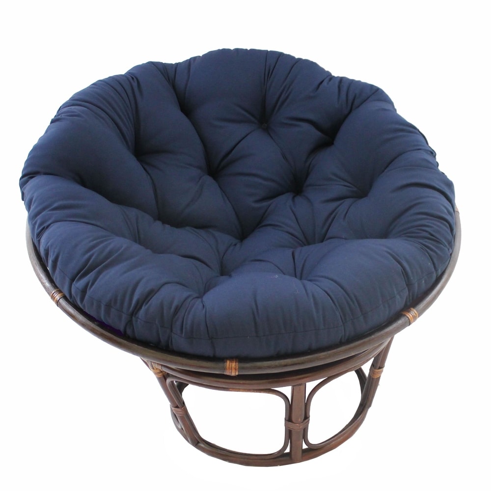 Sedia Papasan in rattan Bali da 42 pollici con cuscino in twill