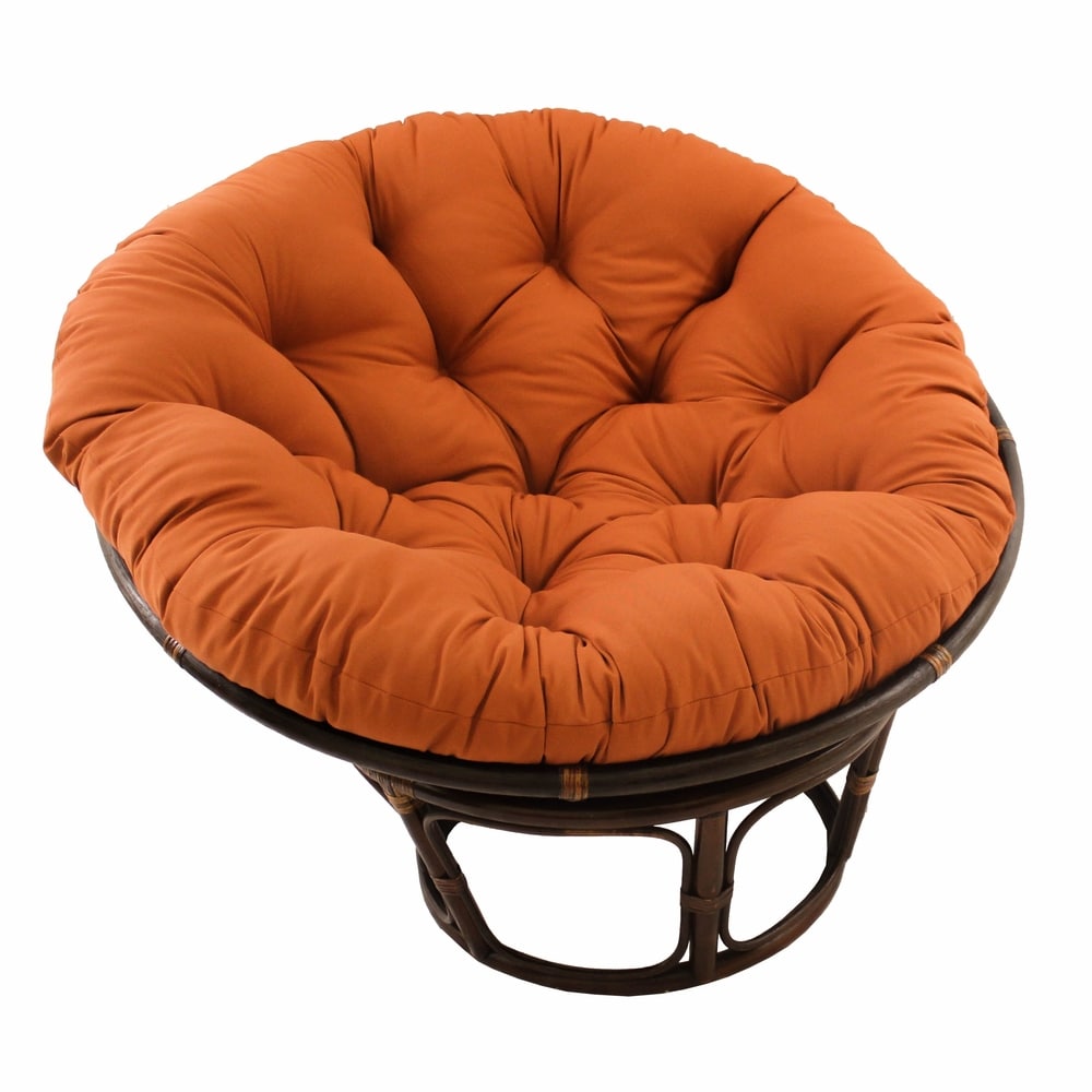 Sedia Papasan in rattan Bali da 42 pollici con cuscino in twill