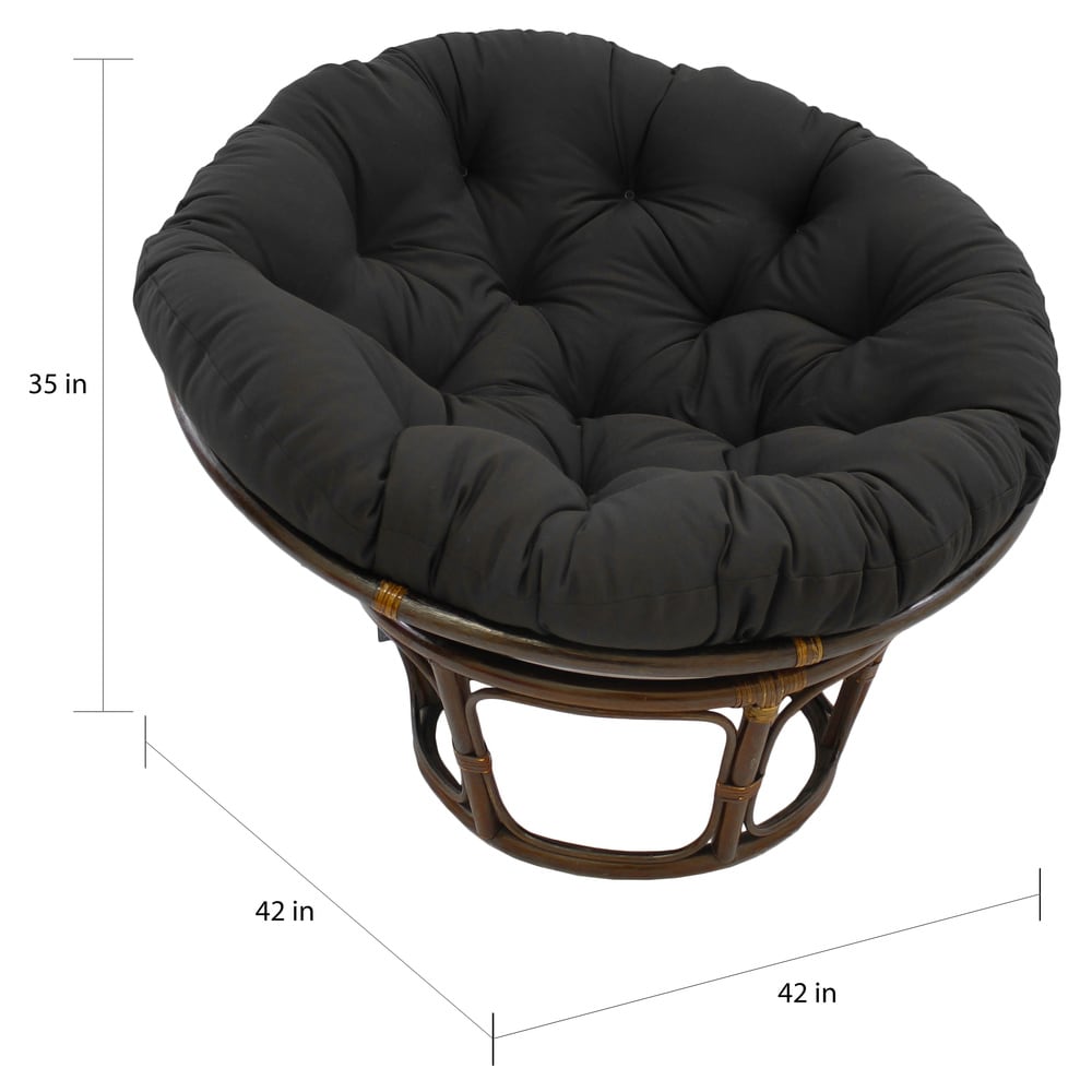 Sedia Papasan in rattan Bali da 42 pollici con cuscino in twill