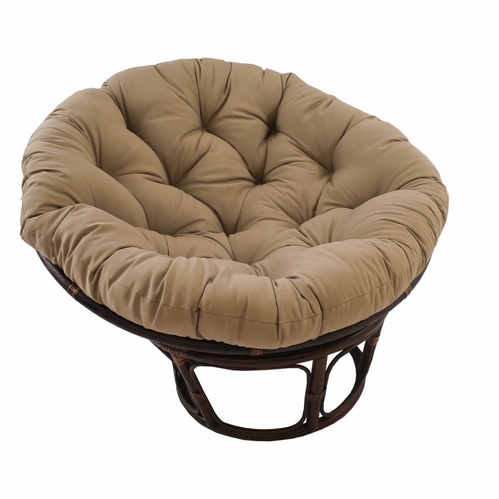 Sedia Papasan in rattan Bali da 42 pollici con cuscino in twill