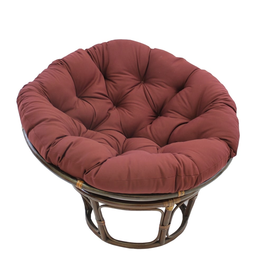 Sedia Papasan in rattan Bali da 42 pollici con cuscino in twill