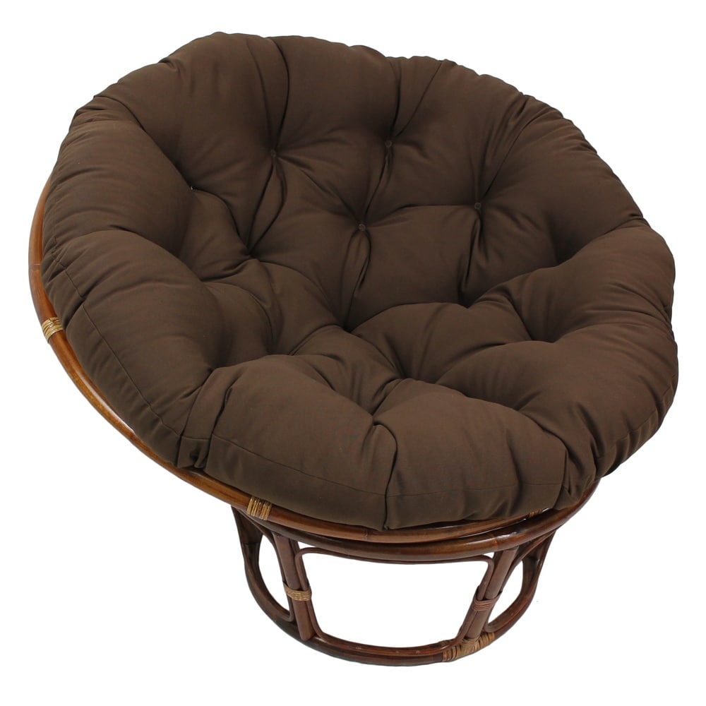 Sedia Papasan in rattan Bali da 42 pollici con cuscino in twill