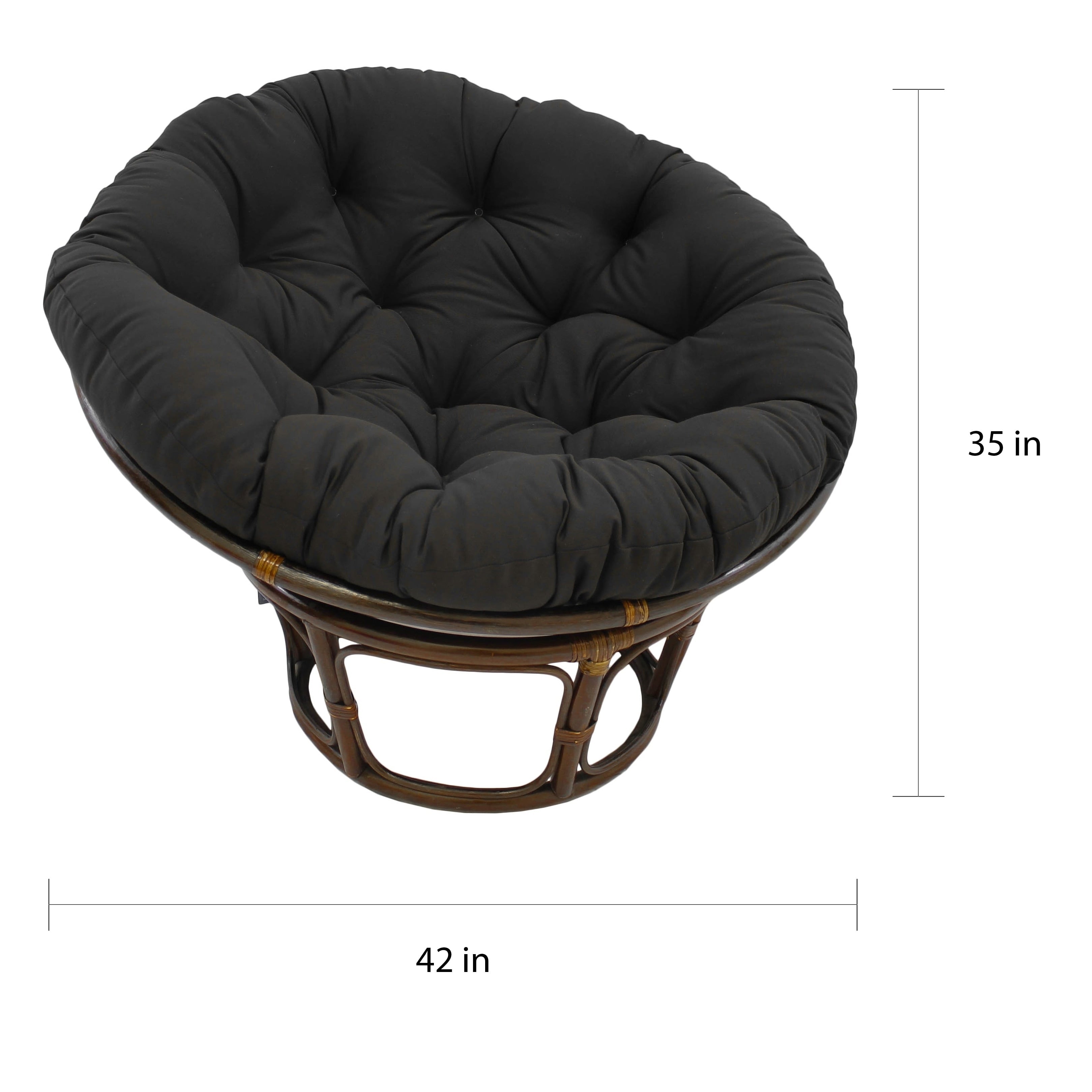 Sedia Papasan in rattan Bali da 42 pollici con cuscino in twill