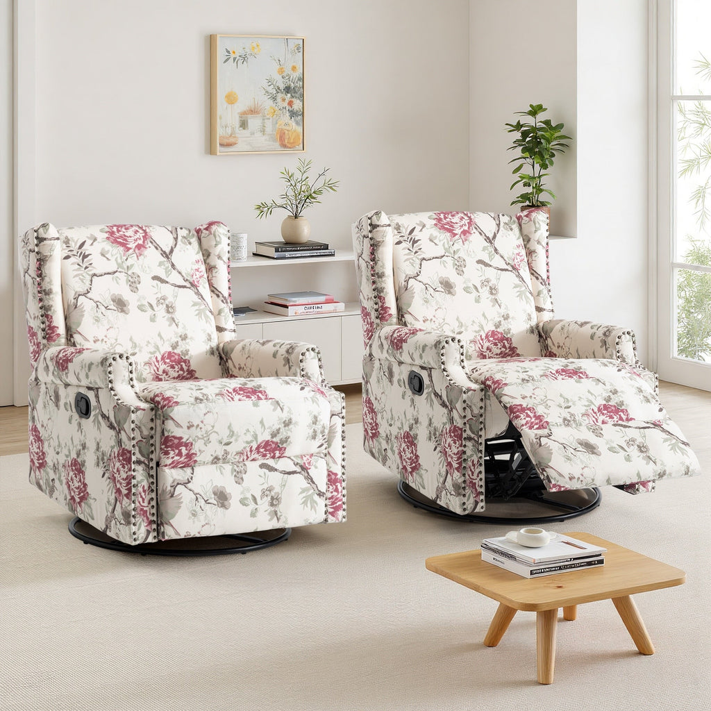 Poltrona reclinabile girevole manuale con schienale a spinta, modello W 29'', set da 2