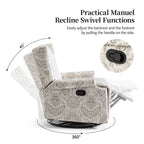 Poltrona reclinabile girevole manuale con schienale a spinta, modello W 29'', set da 2