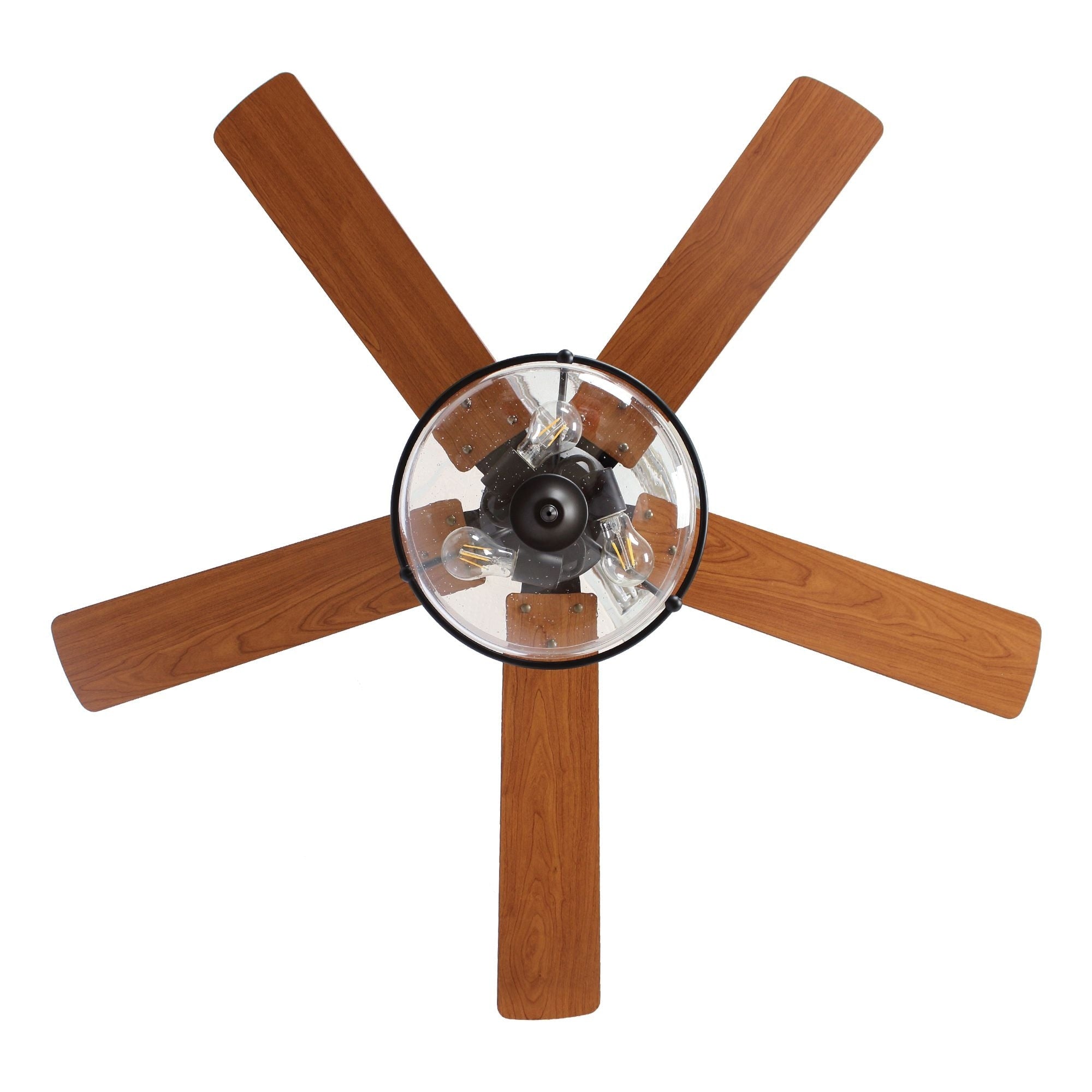 Ventilatore da soffitto reversibile in legno da 52 pollici con 5 pale e 3 luci e telecomando