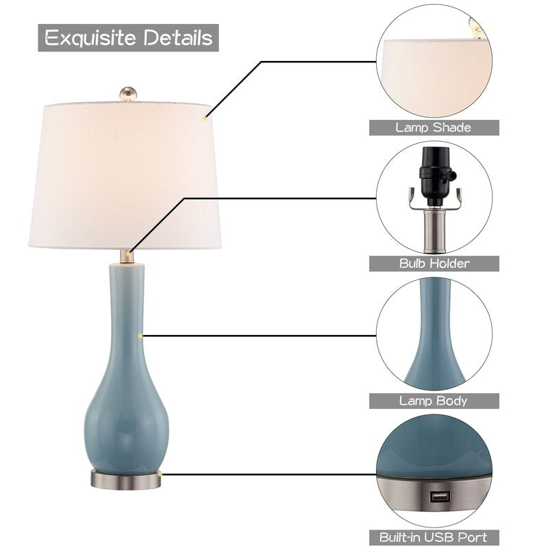Set di lampade da tavolo in ceramica 28.5 con USB (set di 2)