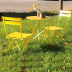 Set da bistrot pieghevole in metallo da 3 pezzi, set da conversazione per esterni/interni resistente alle intemperie per patio, cortile, giardino