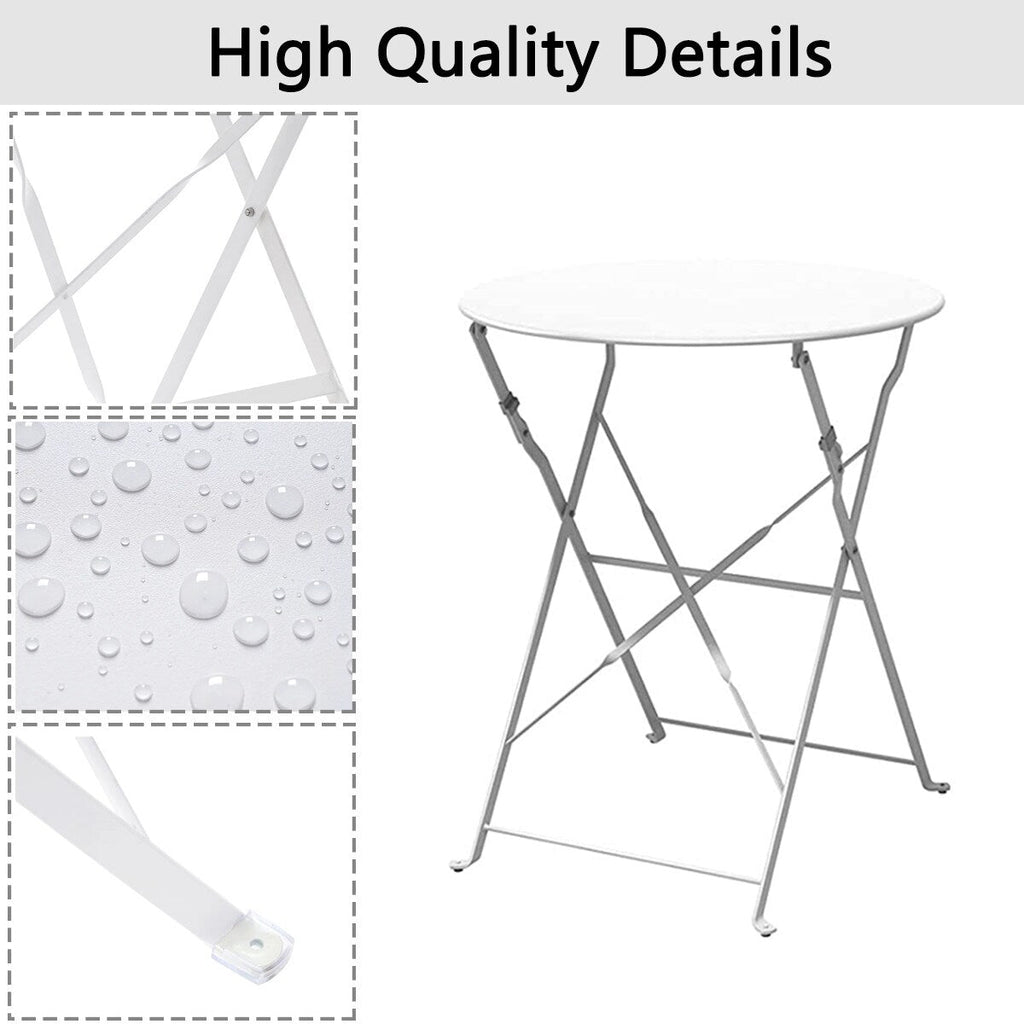 Set da bistrot pieghevole in metallo da 3 pezzi, set da conversazione per esterni/interni resistente alle intemperie per patio, cortile, giardino