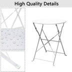 Set da bistrot pieghevole in metallo da 3 pezzi, set da conversazione per esterni/interni resistente alle intemperie per patio, cortile, giardino