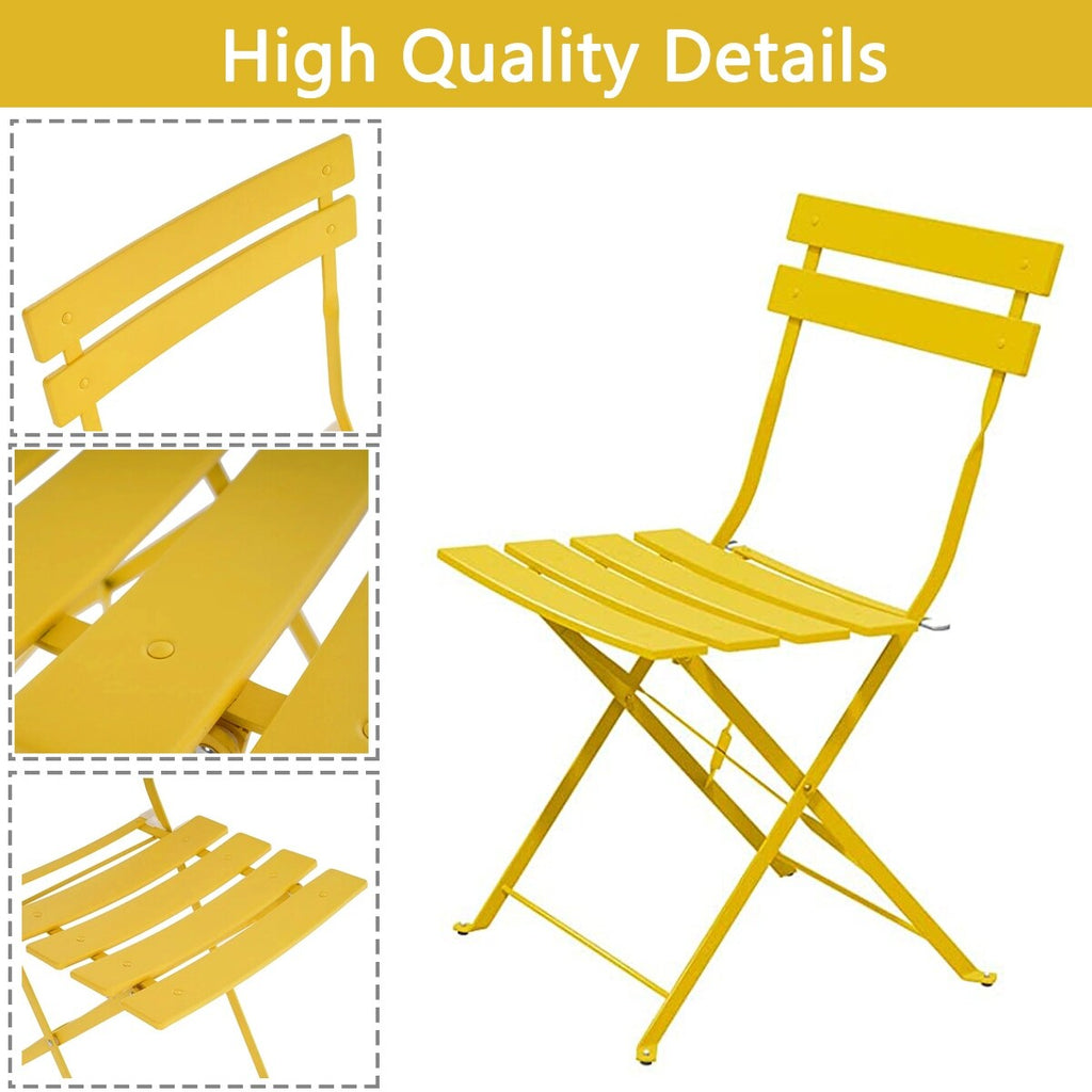 Set da bistrot pieghevole in metallo da 3 pezzi, set da conversazione per esterni/interni resistente alle intemperie per patio, cortile, giardino