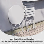 Set da bistrot pieghevole in metallo da 3 pezzi, set da conversazione per esterni/interni resistente alle intemperie per patio, cortile, giardino