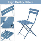 Set da bistrot pieghevole in metallo da 3 pezzi, set da conversazione per esterni/interni resistente alle intemperie per patio, cortile, giardino