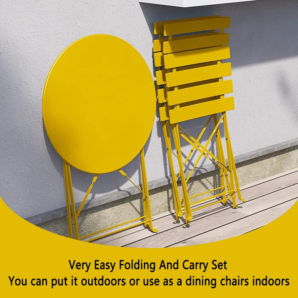 Set da bistrot pieghevole in metallo da 3 pezzi, set da conversazione per esterni/interni resistente alle intemperie per patio, cortile, giardino