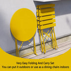 Set da bistrot pieghevole in metallo da 3 pezzi, set da conversazione per esterni/interni resistente alle intemperie per patio, cortile, giardino