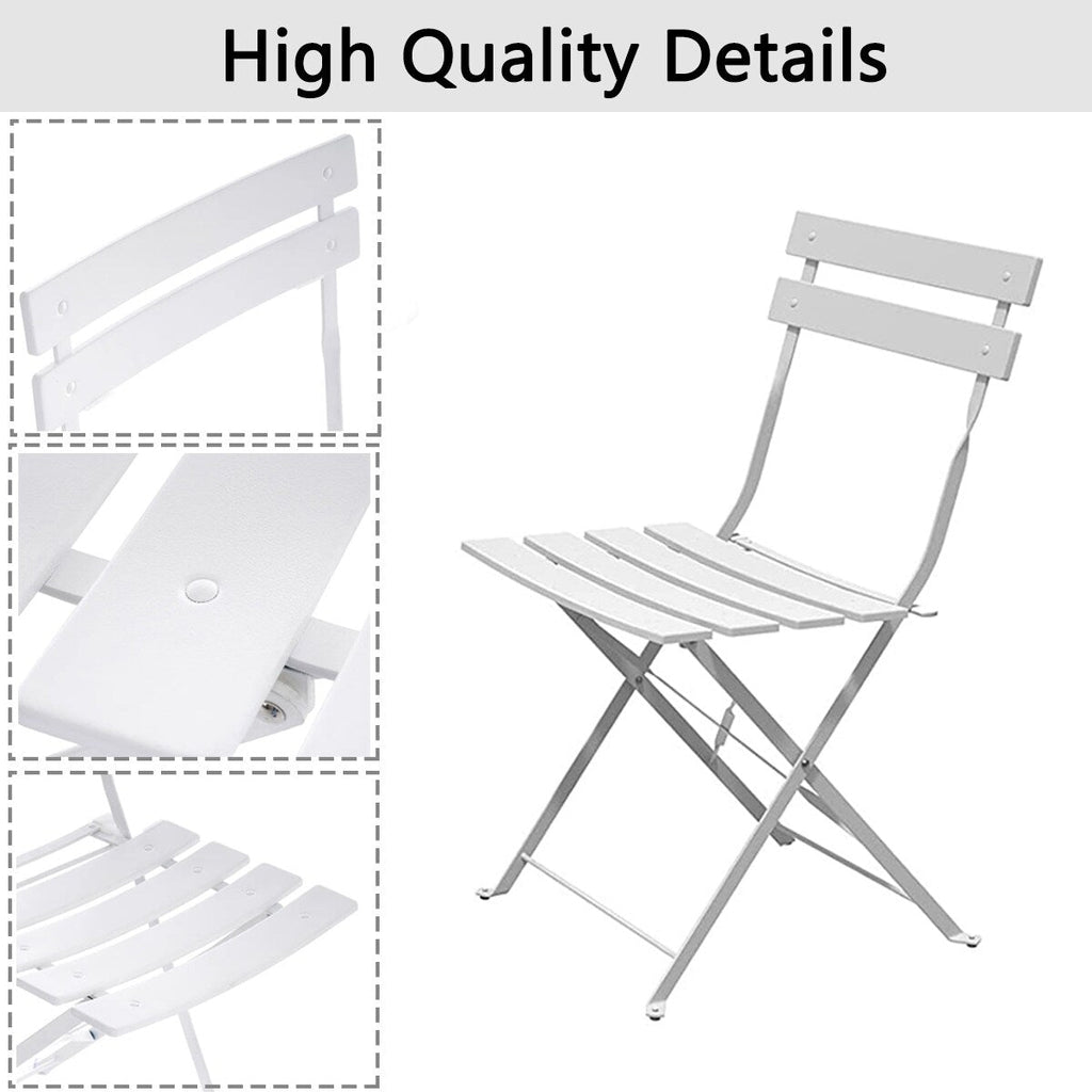 Set da bistrot pieghevole in metallo da 3 pezzi, set da conversazione per esterni/interni resistente alle intemperie per patio, cortile, giardino