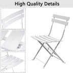 Set da bistrot pieghevole in metallo da 3 pezzi, set da conversazione per esterni/interni resistente alle intemperie per patio, cortile, giardino