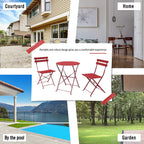 Set da bistrot pieghevole in metallo da 3 pezzi, set da conversazione per esterni/interni resistente alle intemperie per patio, cortile, giardino