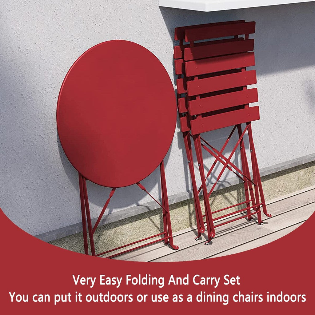 Set da bistrot pieghevole in metallo da 3 pezzi, set da conversazione per esterni/interni resistente alle intemperie per patio, cortile, giardino