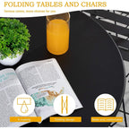 Set da bistrot pieghevole in metallo da 3 pezzi, set da conversazione per esterni/interni resistente alle intemperie per patio, cortile, giardino