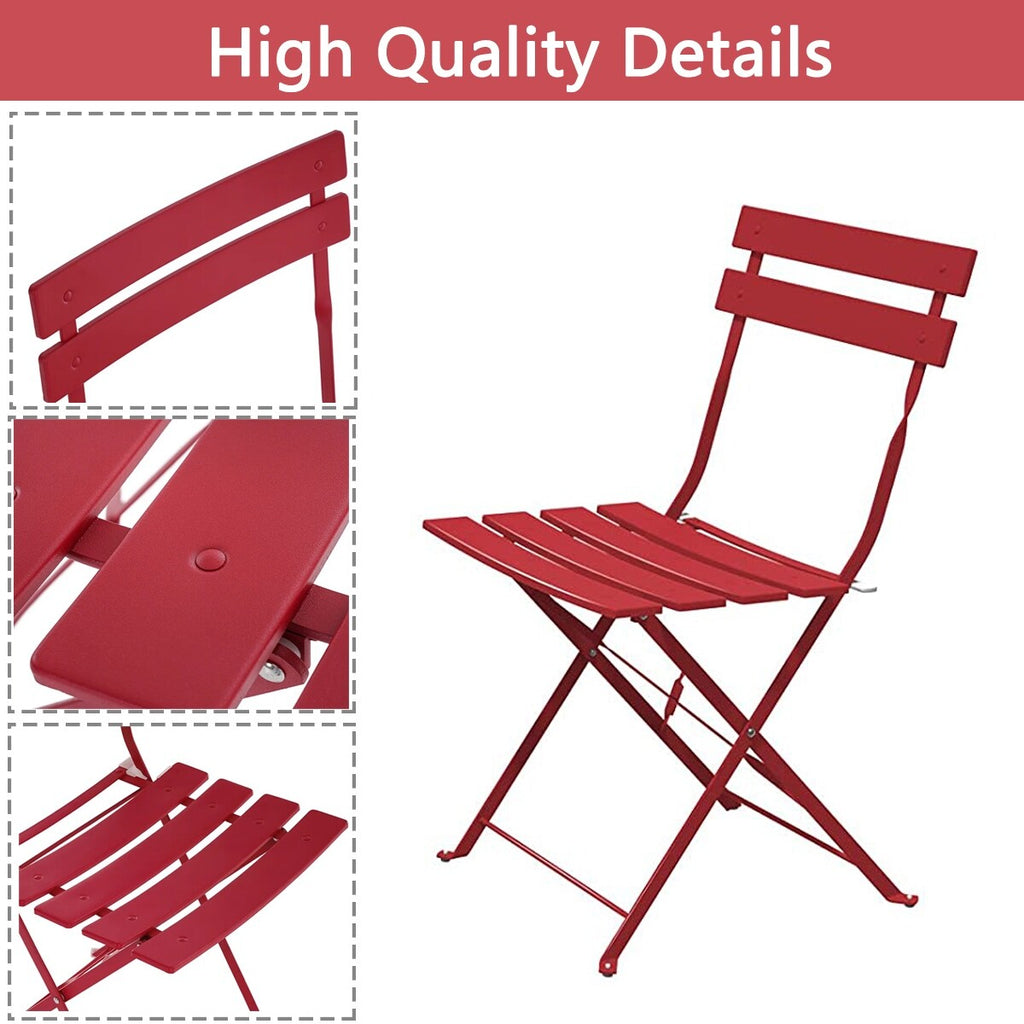 Set da bistrot pieghevole in metallo da 3 pezzi, set da conversazione per esterni/interni resistente alle intemperie per patio, cortile, giardino