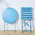 Set da bistrot pieghevole in metallo da 3 pezzi, set da conversazione per esterni/interni resistente alle intemperie per patio, cortile, giardino