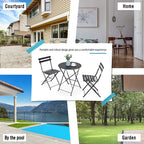 Set da bistrot pieghevole in metallo da 3 pezzi, set da conversazione per esterni/interni resistente alle intemperie per patio, cortile, giardino