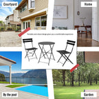 Set da bistrot pieghevole in metallo da 3 pezzi, set da conversazione per esterni/interni resistente alle intemperie per patio, cortile, giardino