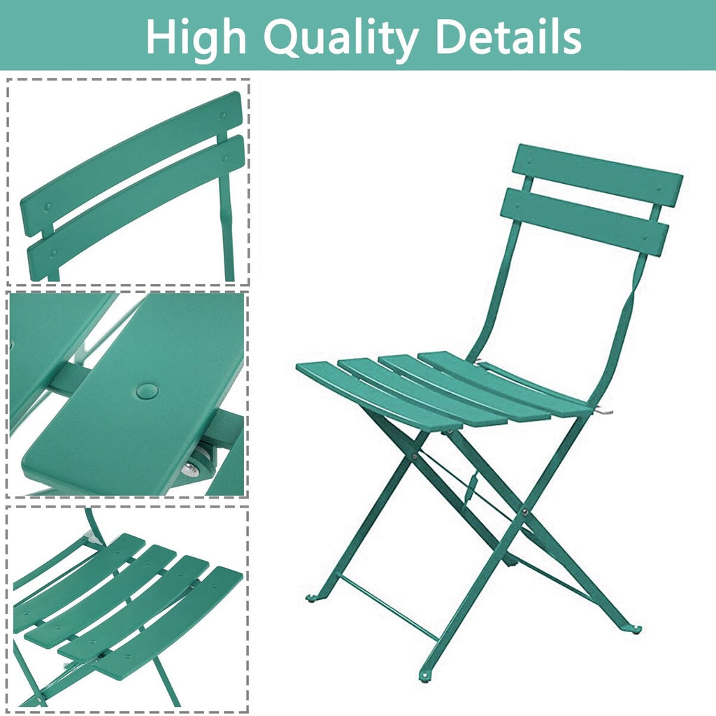 Set da bistrot pieghevole in metallo da 3 pezzi, set da conversazione per esterni/interni resistente alle intemperie per patio, cortile, giardino