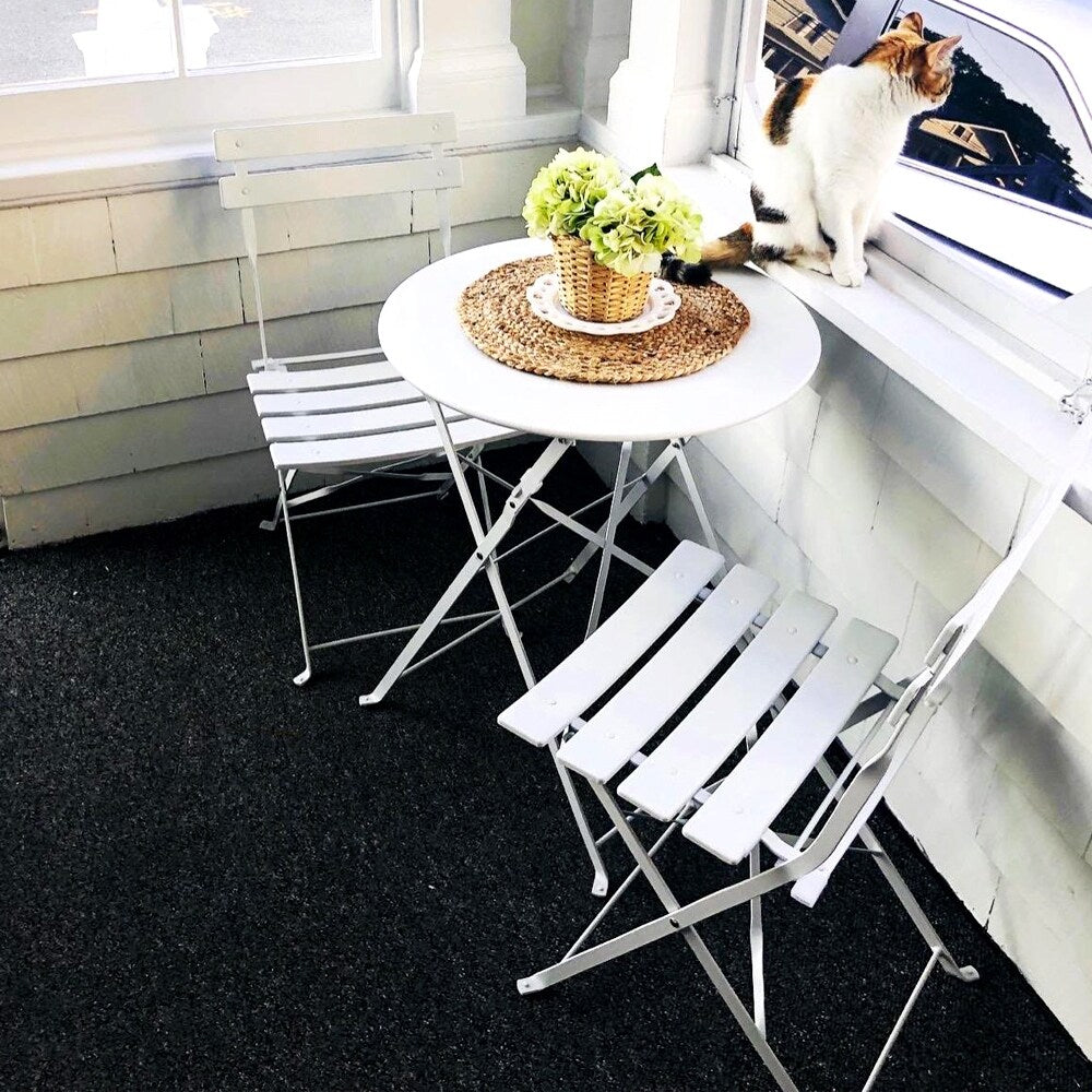 Set da bistrot pieghevole in metallo da 3 pezzi, set da conversazione per esterni/interni resistente alle intemperie per patio, cortile, giardino
